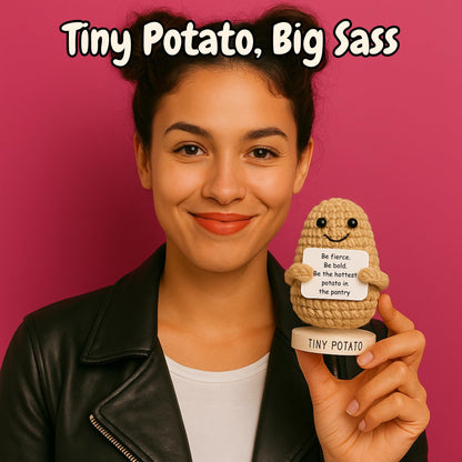 Empowering Gift for Strong Women - Funny Positive Crochet Potato W/ 30 Badass Affirmation Cards | Friendship Present for Mothers Day, Gag Birthday Gifts for Friends, Teens, Coworker, Sister, Mom, BFF