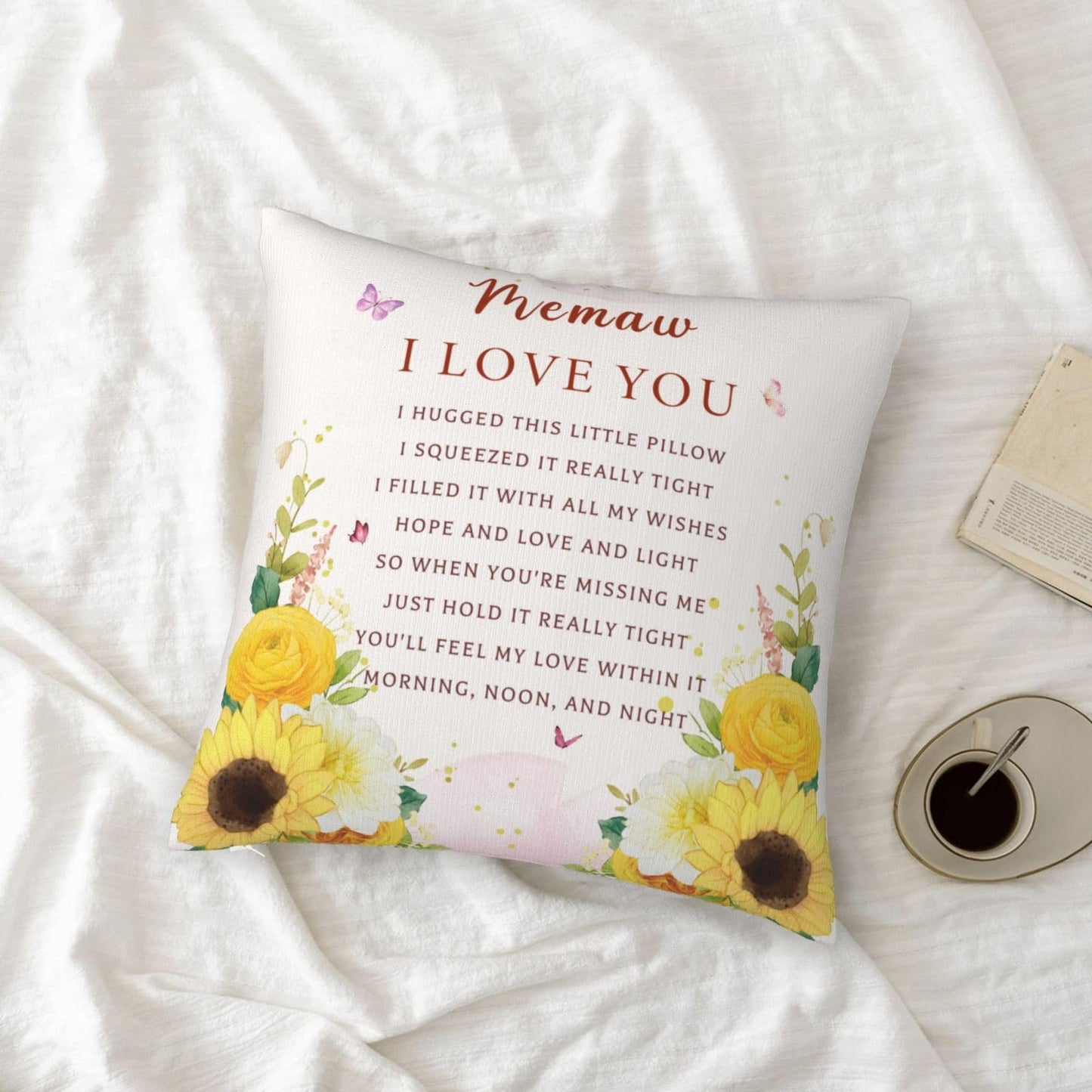 Mothers Day Memaw Gifts - Birthday Gifts for Memaw from Grandchildren - Best Grandma Memaws Ever Gift Throw Pillow Cover 18"X 18"