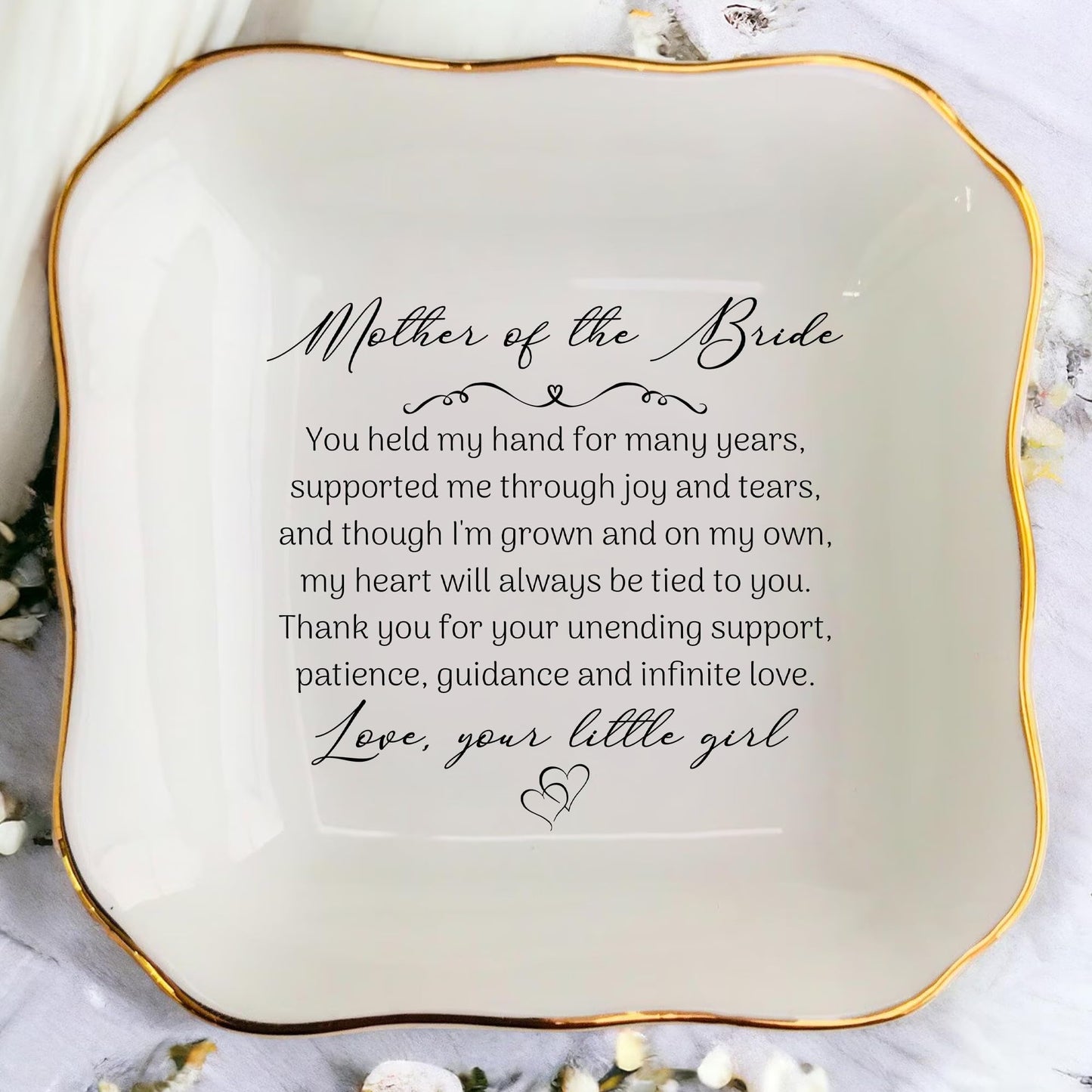 Mother of the Bride Jewelry Dish – Sentimental Wedding Gift from Daughter, Mom of the Bridal Gifts, Elegant Gift for Mother of Bride on Wedding Day