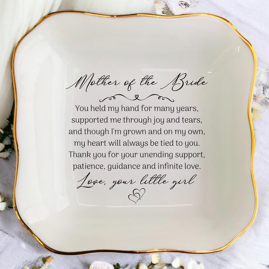 Mother of the Bride Jewelry Dish – Sentimental Wedding Gift from Daughter, Mom of the Bridal Gifts, Elegant Gift for Mother of Bride on Wedding Day