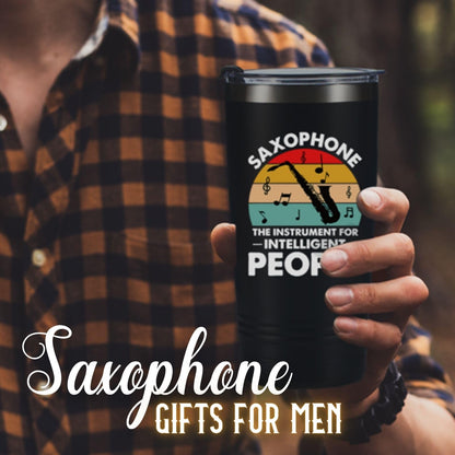 Onebttl Saxophone Player Tumbler - Insulated 20oz Stainless Steel Travel Mug with Straw, Brush, Lid, and Gift Box for Jazz Lovers