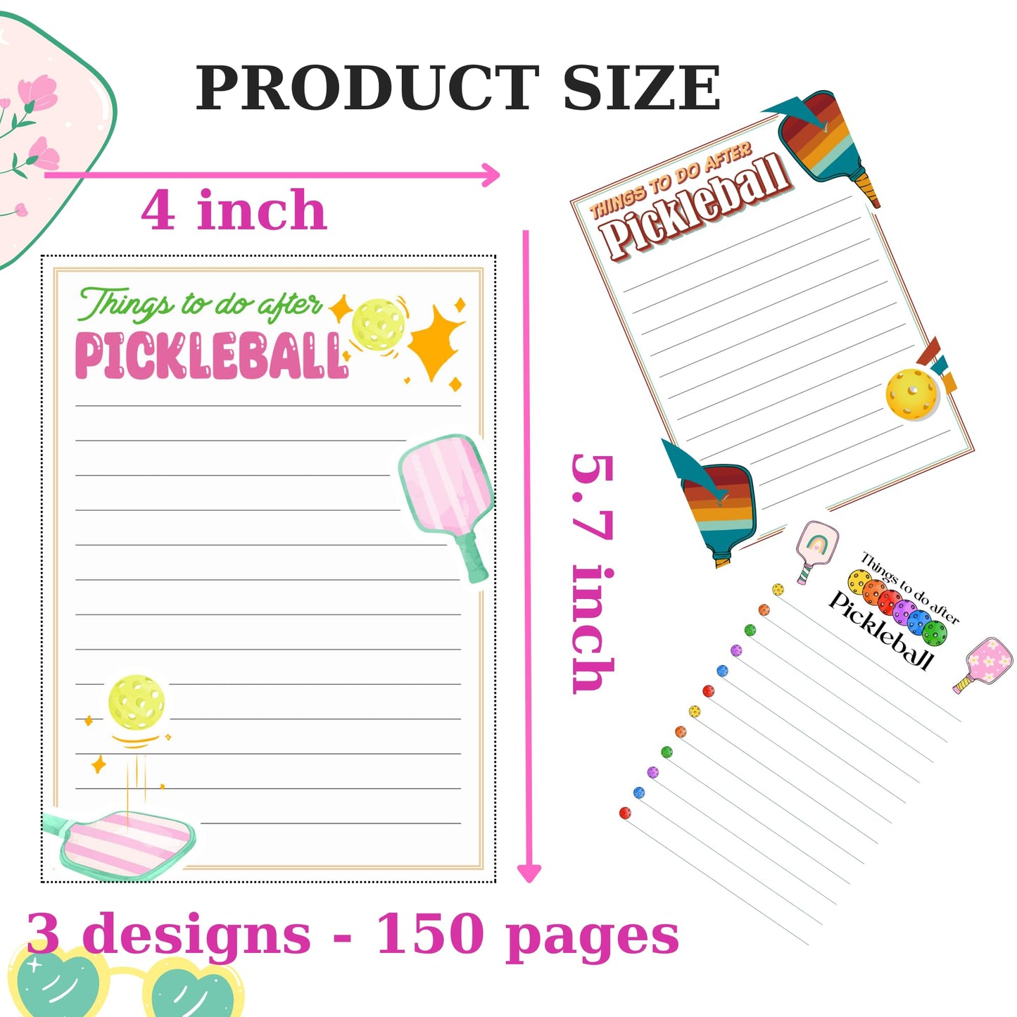 3pcs Pickleball Notepads, 150 Pages - Funny Things to Do After Pickleball Memo Pads, Easy to Tear, Cute Office Supplies, Pickleball Gifts for Women, Novelty Notepads for Fans & Players (Pickleball)