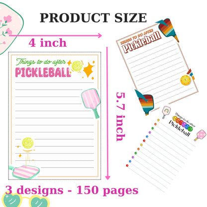 3pcs Pickleball Notepads, 150 Pages - Funny Things to Do After Pickleball Memo Pads, Easy to Tear, Cute Office Supplies, Pickleball Gifts for Women, Novelty Notepads for Fans & Players (Pickleball)