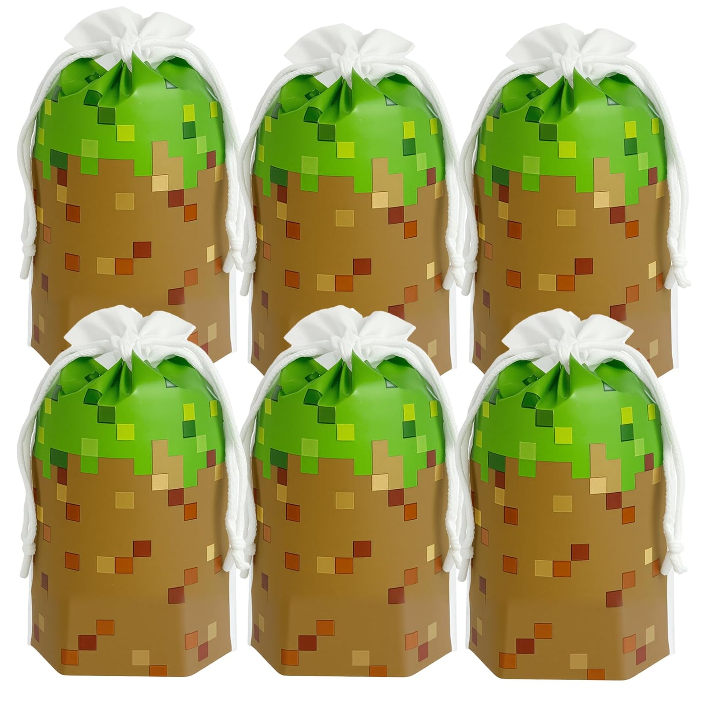 48Pcs 7 x 10Inch Pixel Miner Favor Bags Pixel Themed Treat Goodie Bags for Birthday Party Supplies Video Game Party Candy Bag for Kids