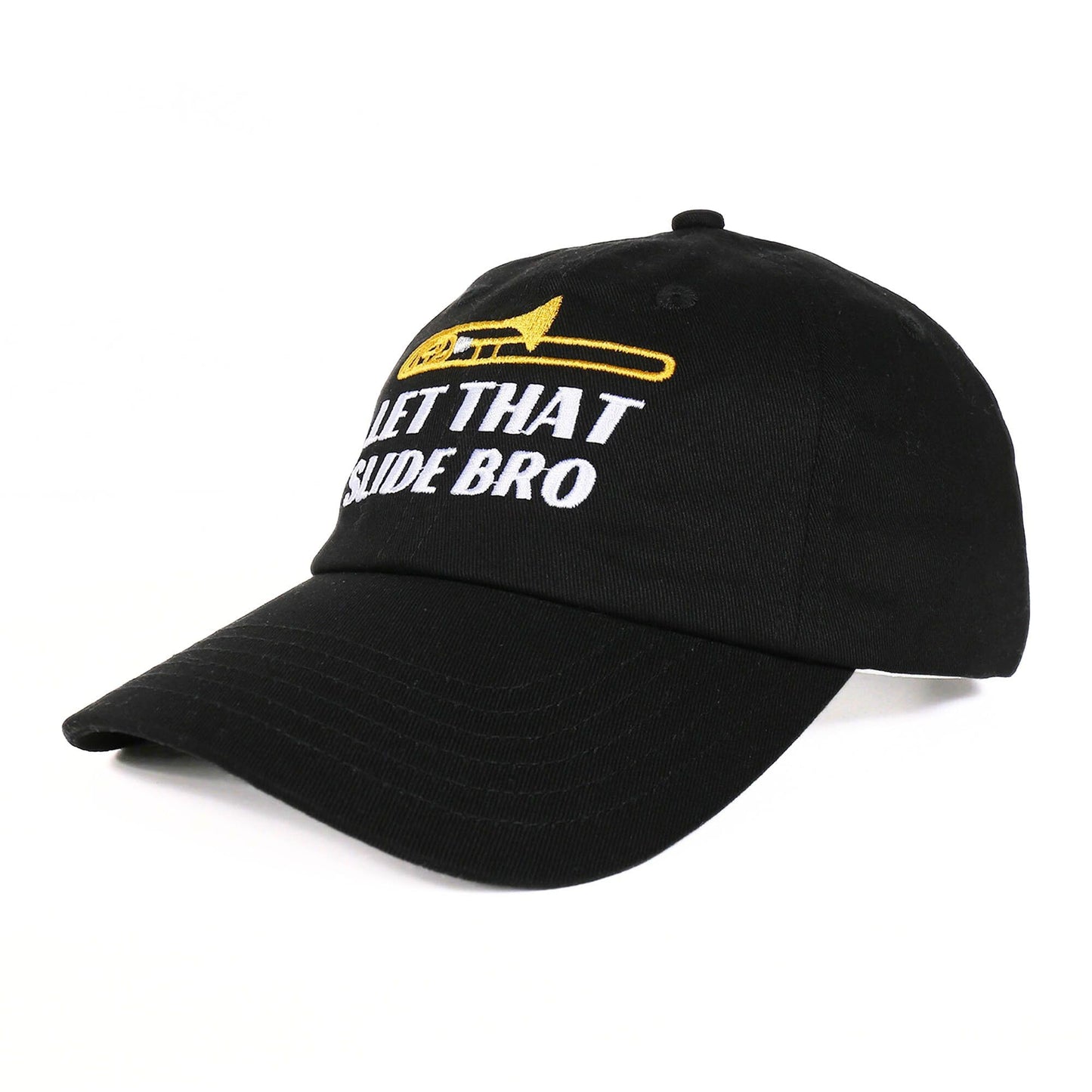 InnoBeta Trombone Player Gifts - Let that Slide Bro Funny Marching Band Hat - Adjustable Embroidered Baseball Cap Black
