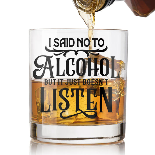 Funny Alcohol Gifts Whiskey Glasses, Alcohol Lovers Gifts, Funny Old Fashioned Rocks Glasses for Women Men Drinking Scotch Bourbon Vodka Liquor, 10 oz