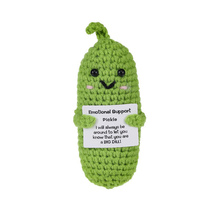 Letken Encouragement Pickle Plush Toys Positive Crochet Animals Gifts Encouragement Birthday Gifts, Christmas Stocking Stuffers (Support Pickle)
