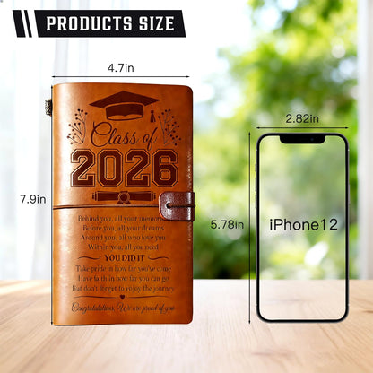 Class of 2026 Graduation Gifts Leather Journal, 2026 Graduation Gift for Her Him 140 Page Refillable Journal Presents, High School College Grad Gifts Ideas for Women Men Graduates