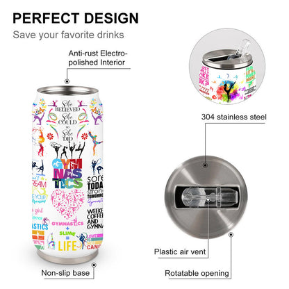 Gymnastics Tumbler Cup With Lid,Gifts For Gymnast Gymnastic Birthday Gift Stainless Steel Vacuum Coffee Mug Cup Gymnastic Gifts For Women Girls 17 Oz