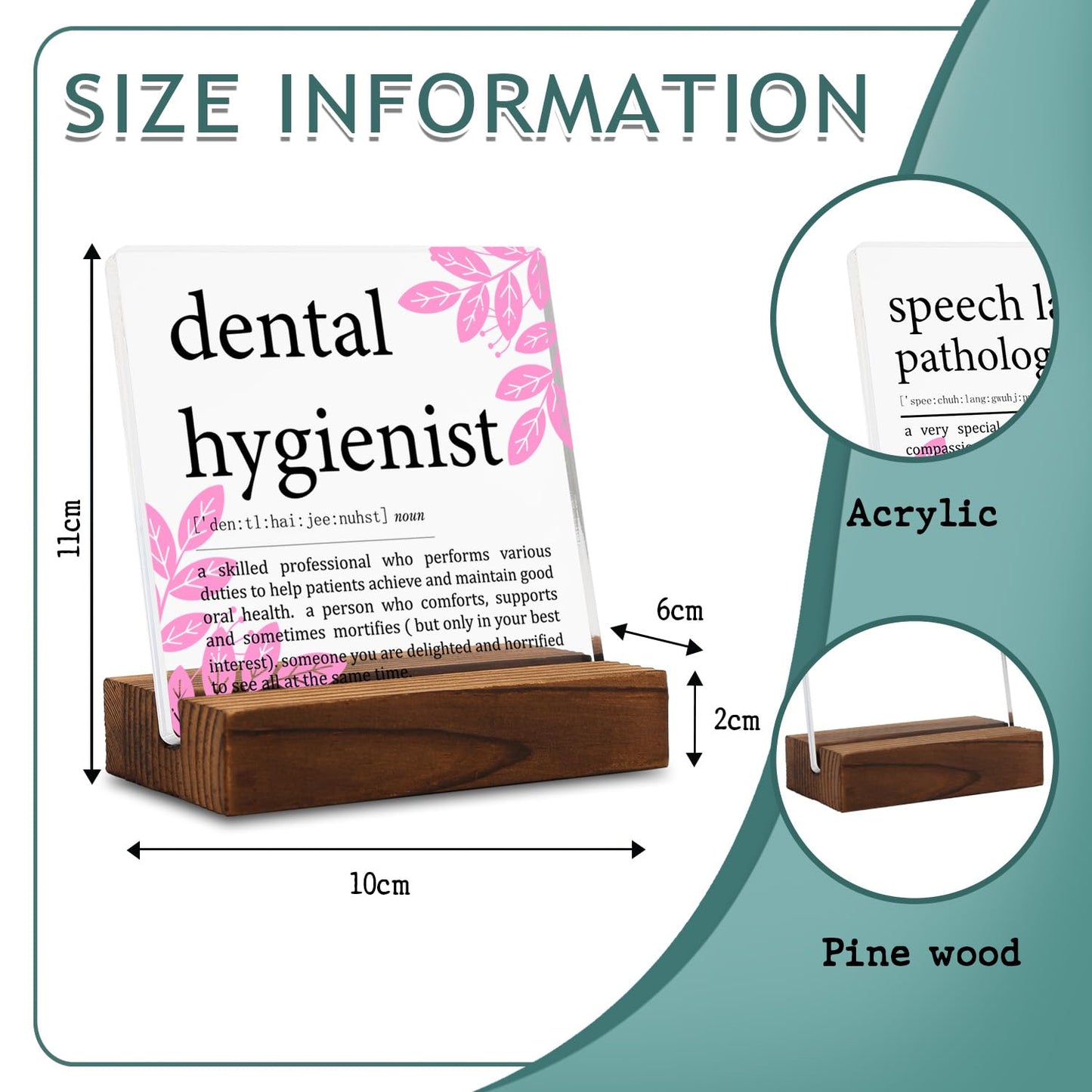 Appreciation Gifts for Dental Hygienist Clear Desk Decor Sign, Dental Definition Thank You Gift for Assistant Her Graduation Retirement, Dentist Plaque Signs for Dental Clinic Office Decor