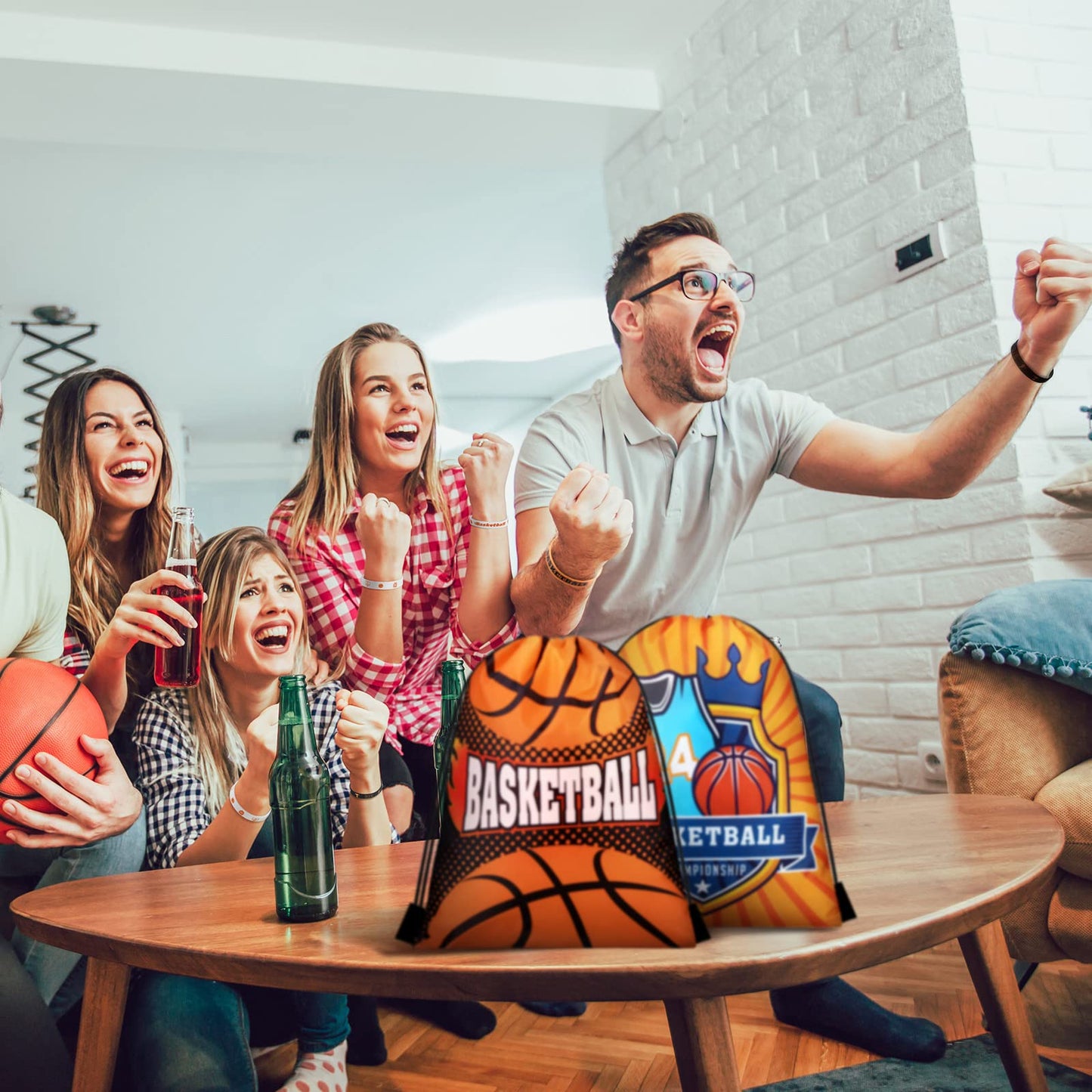 Talltalk 48 Pcs Basketball Party Favors Gifts Sets Kids Basketball Team Gifts 16 Sets Goodie Bags Stuffers Drawstring Candy Snack Bag Motivational Wristband Sport Keychains for Birthday Party Supplies