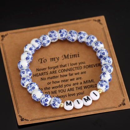 Kivosliviz Mimi Gifts for Birthday from Grandkids Grandson Grandma Mothers Day Jewelry Mimi Bracelet Blue