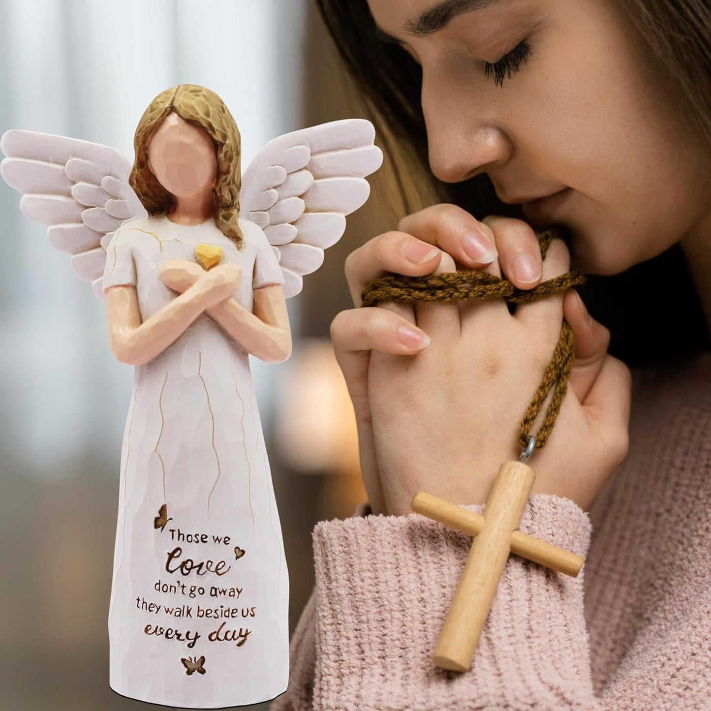BORLESTA Sympathy Gifts for Loss of Loved One - Memorial Gifts, Sympathy Gift, Miscarriage Gifts for Mothers, Memorial Gifts for Loss of Dad, Mom, Bereavement Gifts - Angels Figurines
