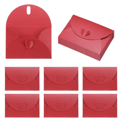 PATIKIL 4.1 x 2.8 Inch Mini Card Envelopes, 20Pcs Cute Envelopes Holder with Heart Clasp for Birthday Weddings Favors Business Greeting Cards, Wine Red