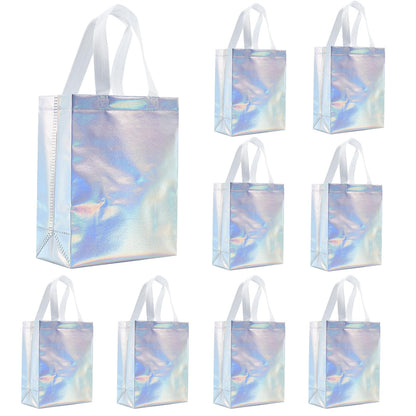 Tendwarm 12 Pcs 8x4x10 Inches Reusable Iridescent Gift Bag Favor Bags for Party Wedding Christmas Medium Size