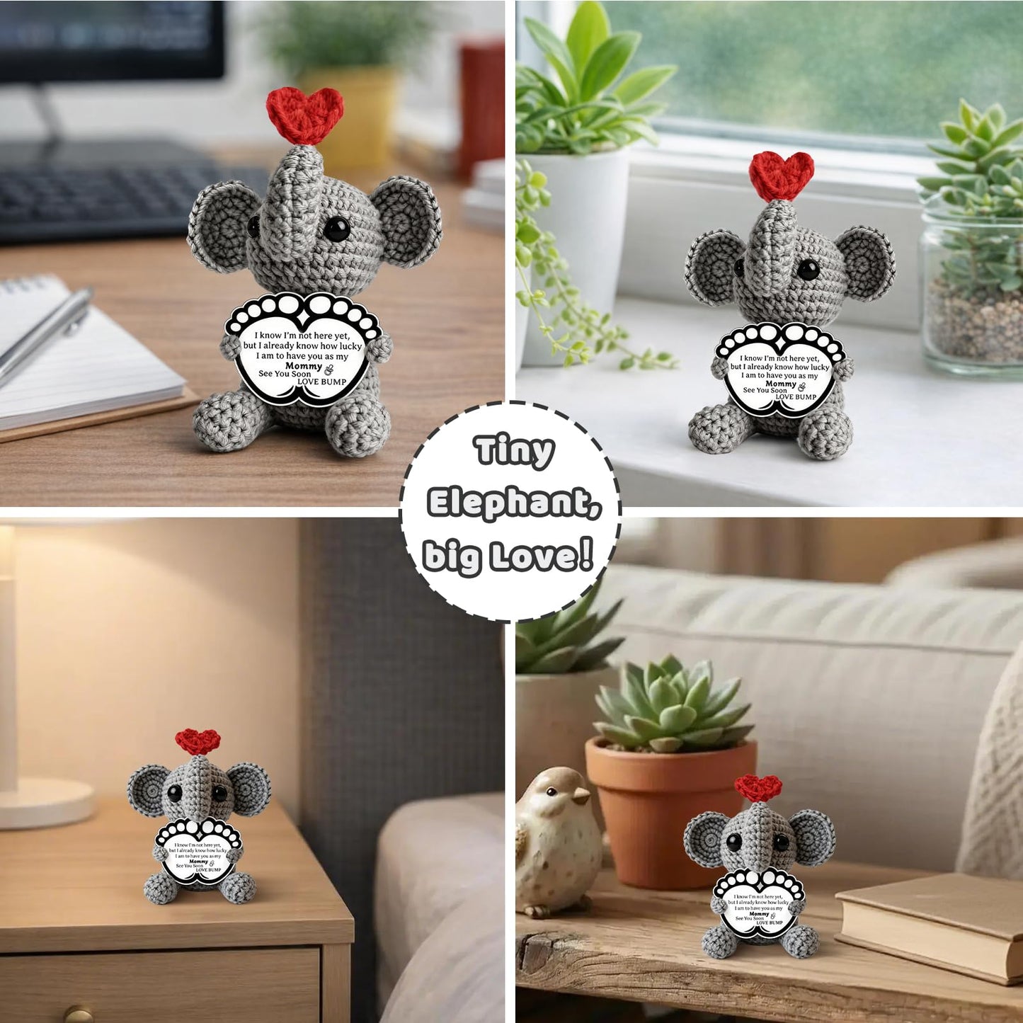 New Mom Gifts First Time Mom to Be Pregnant Expecting Mommy Birthday Gifts for Handmade Cozy Crochet Elephant Best Cute Present Boy Girl Moms Mama from Husband Baby Shower Essentials