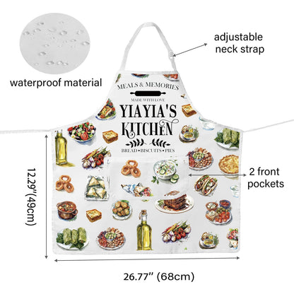 WCGXKO YIAYIA'S Kitchen Apron Yiayia Typography Gift Greek Yiayia Gift Best Yiayia Ever Gift for Grandma