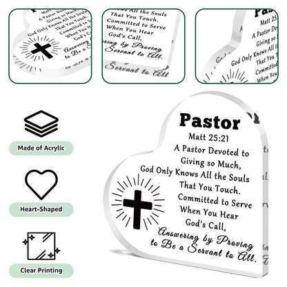 Pastor Appreciation Gifts Acrylic Plaque Thank You Gifts for Pastor Preacher Priest Religious Christian Gifts Christmas Birthday Retirement Gifts for Pastor Catholicism Coworker Friends Desk Sign