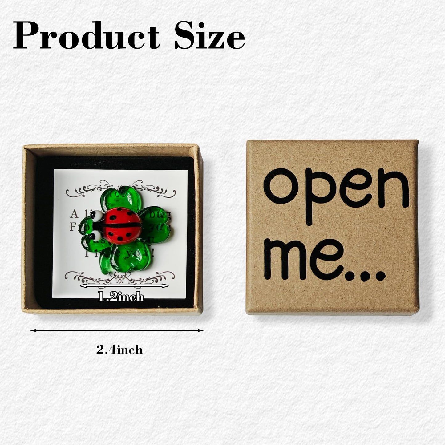 Laozai I Love You Gift, Lucky Charm,Hand-Blown Mini Crystal Ladybug on 4-Leaf Clover Figurine Perfect Good Luck Gift for Him Boyfriend or Girlfriend Valentine's Day Anniversary