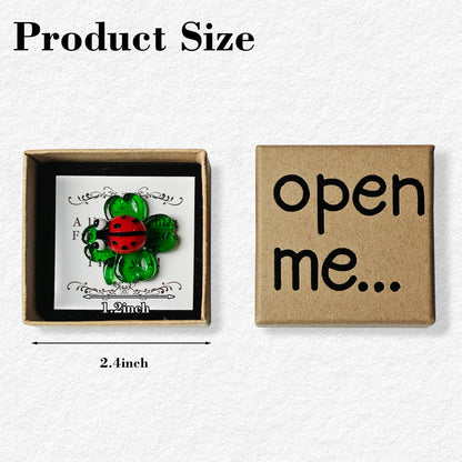 Laozai I Love You Gift, Lucky Charm,Hand-Blown Mini Crystal Ladybug on 4-Leaf Clover Figurine Perfect Good Luck Gift for Him Boyfriend or Girlfriend Valentine's Day Anniversary