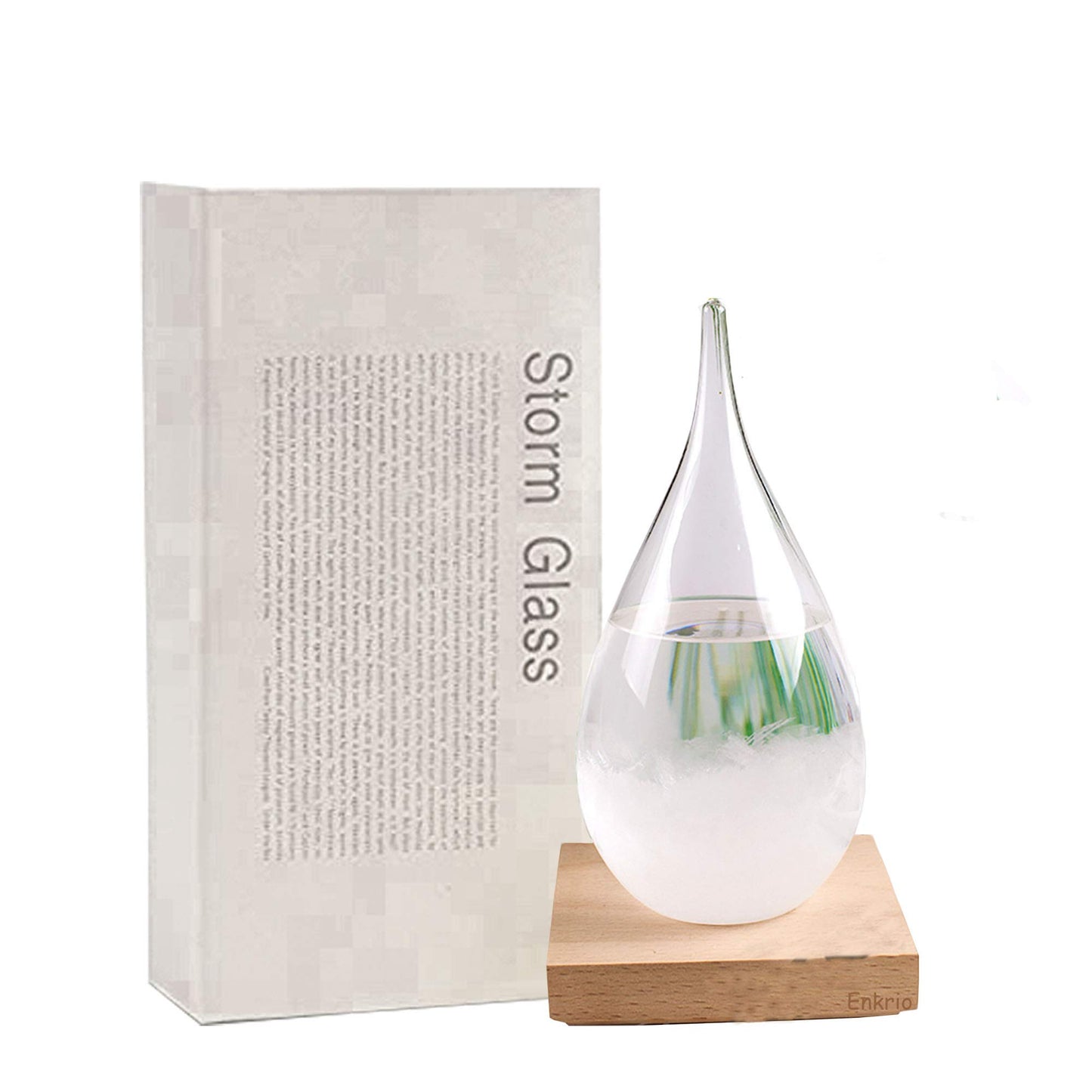 Storm Glass Weather Predictor, Barometer Bottle with Wood Base for Home & Office Decoration - Weather Station (Medium)