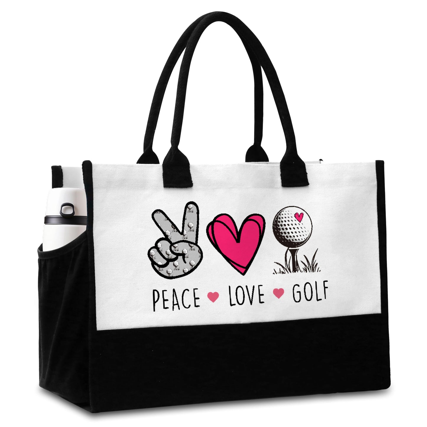 Peace Love Softball Tote Bag with Pockets for Women - A01-A08