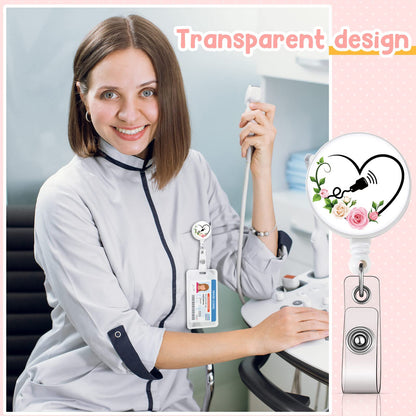 XunYee 3 Pcs Nurse Week Employee Appreciation Gifts Ultrasound Tech Badge Reel Retractable Rainbow Uterus Sonographer Badge Holder ID Name Card Medical Reel for Nurse Rn Office Worker Employee