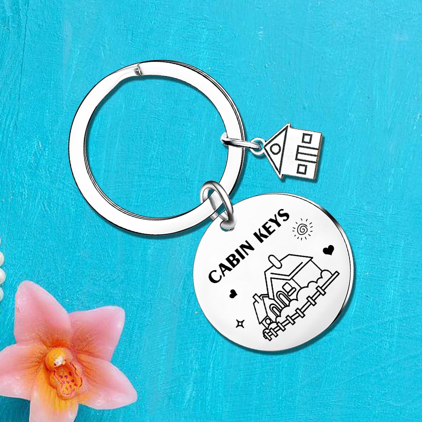 Cabin Keychain New Home Gifts Housewarming Gifts for Family Friend County House Keyring Christmas Birthday Gift for New Cabin Owner