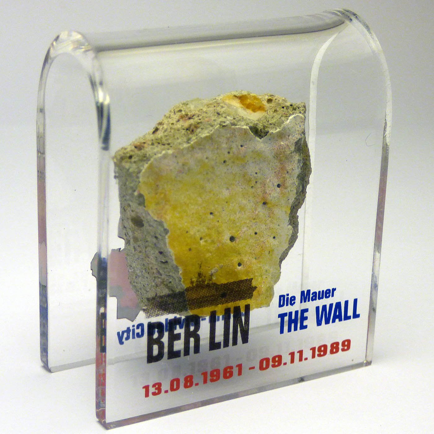 Original Piece of the Berlin Wall - Authentic Souvenir from the Real Wall in Germany Mounted in Acrylic Display (Small (2"X2"), Divided City)