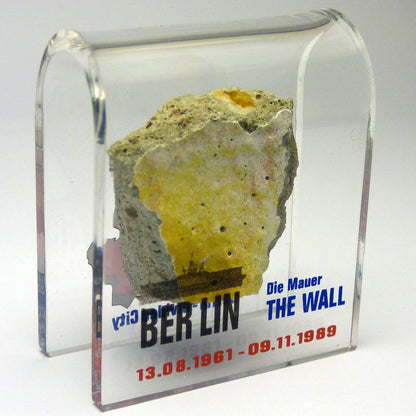 Original Piece of the Berlin Wall - Authentic Souvenir from the Real Wall in Germany Mounted in Acrylic Display (Small (2"X2"), Divided City)