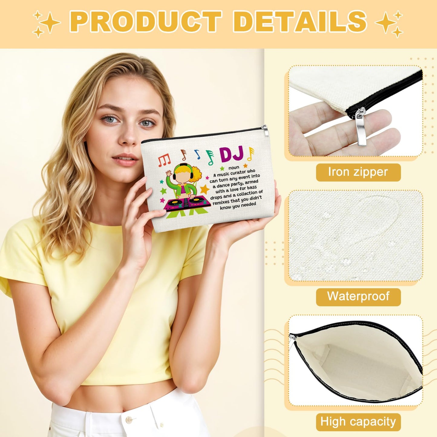 Mxrymvu Music Lover Gift Makeup Bags DJ Gifts for Women Men Disco DJ Appreciation Gift Cosmetic Bags Birthday Gifts for Musician Singer Bar Lovers Disco Lover Christmas Thanksgiving Present