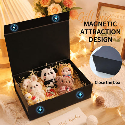 Large Black Magnetic Gift Box with Lid 13x9x4.3 Inch - Reusable Keepsake Box for Groomsmen Gifts, Wedding Proposal, Valentine's Day & Birthday - Includes Satin Ribbon, Gift Card & Paper Filler