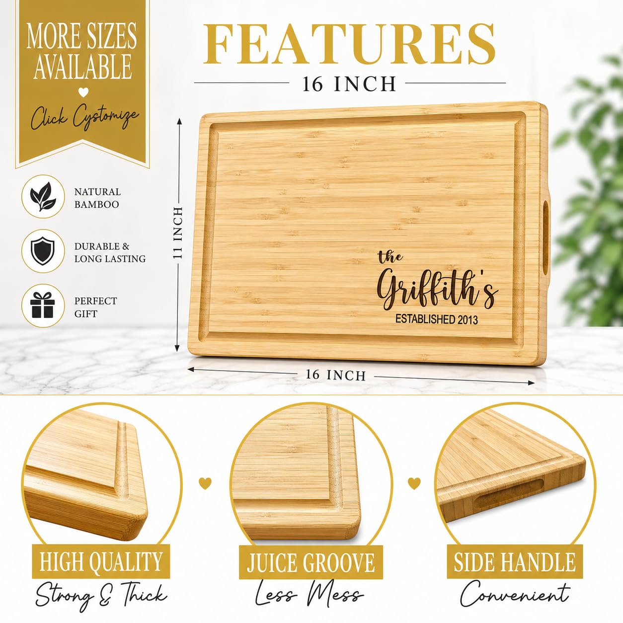Personalized Cutting Board, Custom Bamboo Engraved Charcuterie Boards - Present for Wedding, Bridal Shower, Anniversary, Housewarming Gift Idea for Couples, Engraved Chopping Boards.