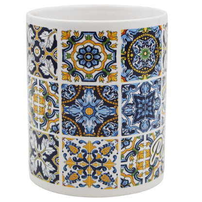 Traditional Portuguese Azulejo Ceramic Coffee Mug 12oz - Blue & White Tile Design, Microwave & Dishwasher Safe, Handcrafted in Portugal, GS6220
