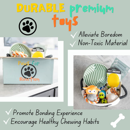 New Puppy Gift Basket - Premium Puppy Starter Kit and Dog Gift Basket with Dog Toys - Perfect Doggie Birthday Gifts and Puppy Necessities with Pet Toy Basket.