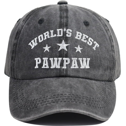 World’s Best Papa Hats for Men, Distressed Cotton Adjustable Dad Grandpa Baseball Cap Gifts for Abuelo Pappy