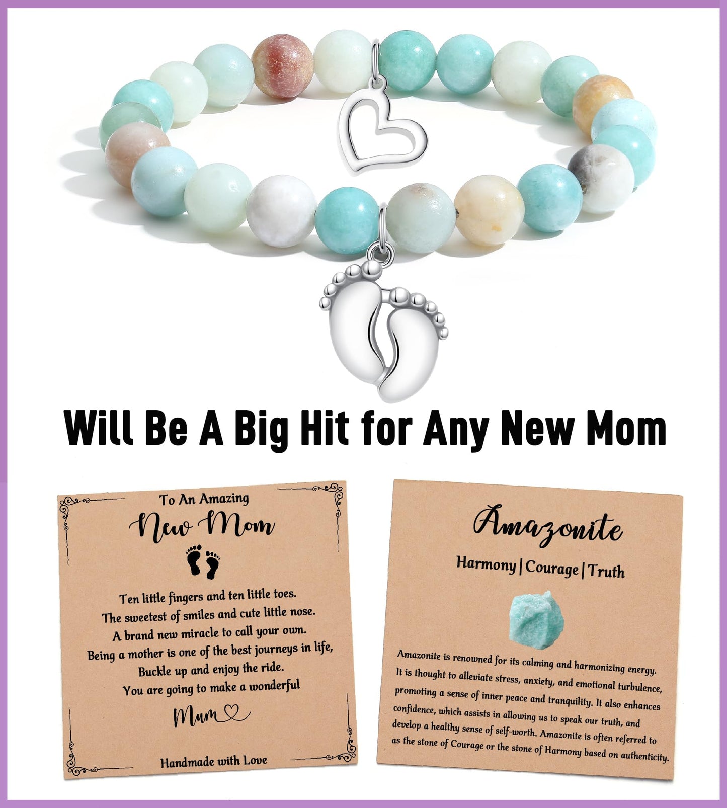 TONY & SANDY New Mom Gifts, Beaded Bracelets for First Time Mom Gifts on Mother's Day, Easter, Birthday, Christmas