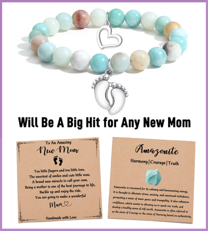 TONY & SANDY New Mom Gifts, Beaded Bracelets for First Time Mom Gifts on Mother's Day, Easter, Birthday, Christmas