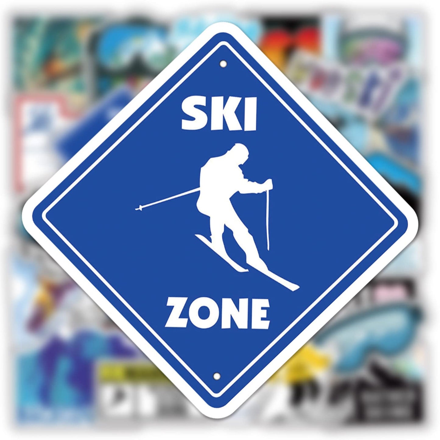 Winter Skiing Stickers Pack - 50 Colorful Ski Cartoon Stickers for Flasks, Laptops, Water Bottles, Cute Aesthetic Vinyl Waterproof Graffiti Decals for Kids, Teen Girls, Adults