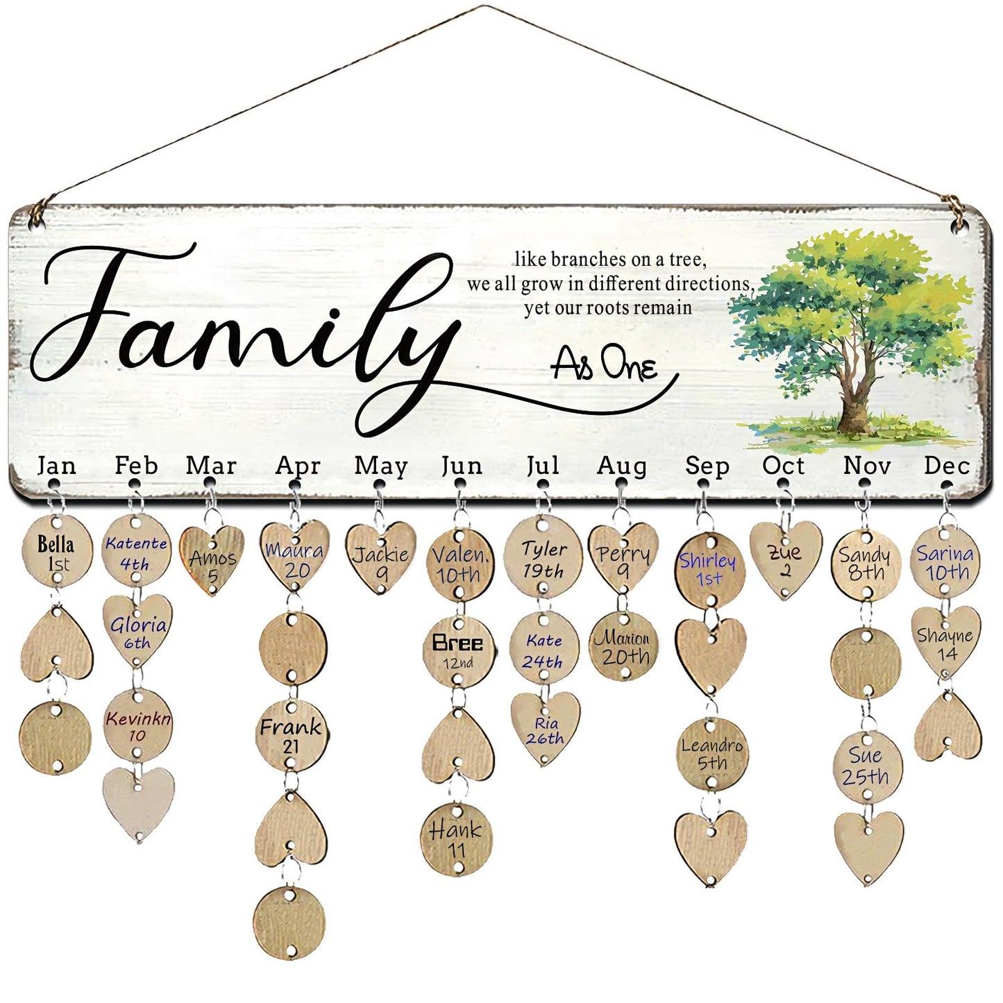 Birthday Gifts for Mom Grandma, Wooden Family Birthday Plaque Reminder Calendar Board Wall Hanging, Grandmother in Law Granny Present for Mothers Day Birthday Christmas Gift, FAMILY Sayings Pattern