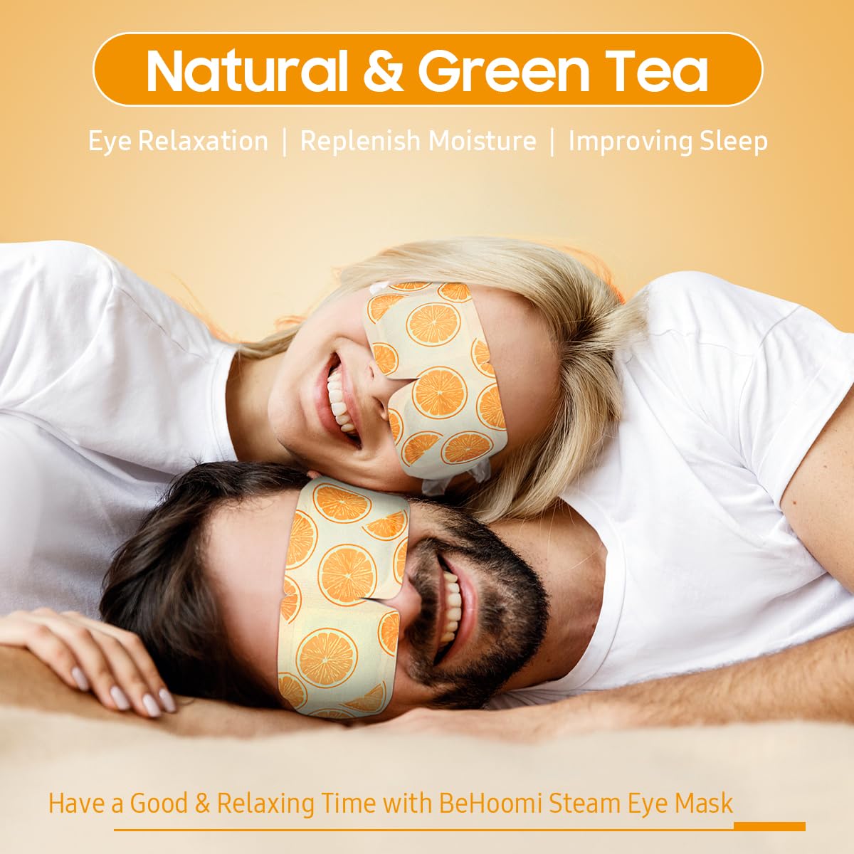 BeHoomi 20 Packs Steam Eye Mask, Heated Eye Mask Warm Compress for Eyes, Disposable Self Heating Steam Mask for Home, Sleep, Spa, Travel Essentials & Relaxation Gifts for Women (Orange)