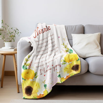Nonnie Gifts, Nonnie Gifts for Grandma Throw Blanket 60" X 50", Gifts for Nonnie for Mother's Day, Nonnie Gifts from Grandchildren, Birthday Gift for Grandma/Grandmother