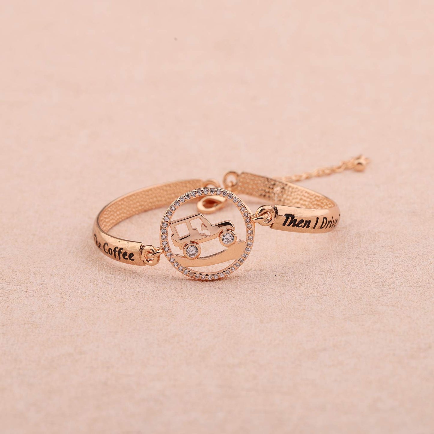 TGBJE J First I Drink The Coffee Then I Drive The Bracelet Gift (RG bangle)