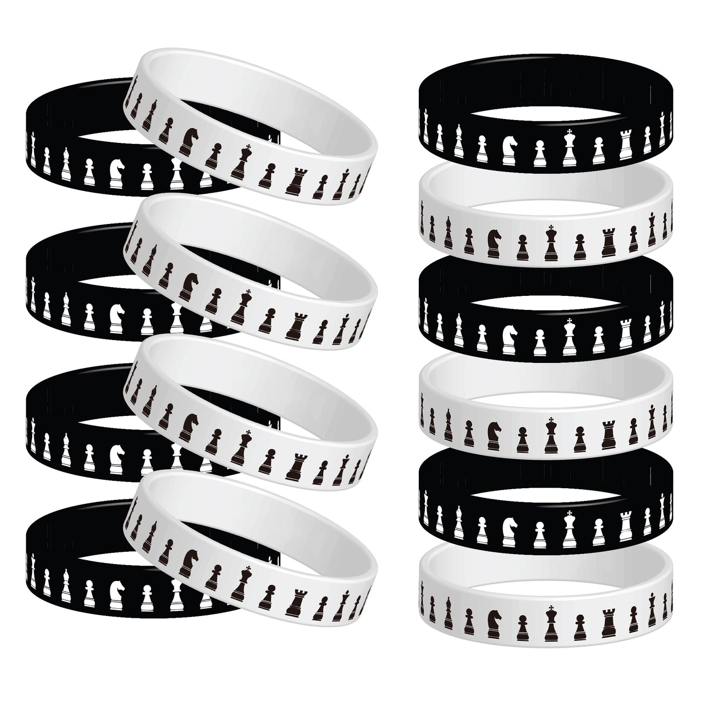 24 Pcs Chess Theme Rubber Silicone Wristbands Chess Competition Decorations Birthday Party Favors Supplies Decorations