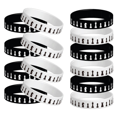 24 Pcs Chess Theme Rubber Silicone Wristbands Chess Competition Decorations Birthday Party Favors Supplies Decorations