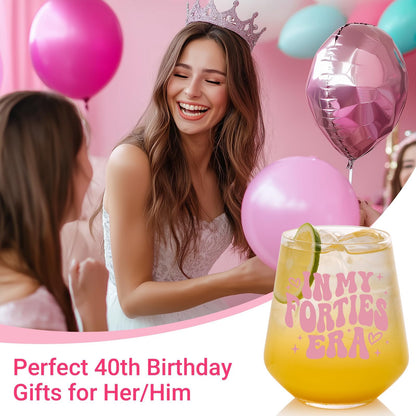 40th Birthday Gifts For Her - In My 40s Era Wine Glass, Best 40th Birthday Gifts For Women, 40 Years Old Gifts For Sister, Son, Daughter, Mom, Best Friend, Birthday Glass For Decorations, 18oz