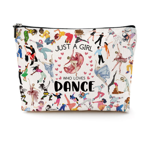 Dance Makeup Bag for Girls Dancer Recital Gift, Thank You Gifts Cosmetic Toiletry Bag with Zipper Pouch Dance Gift for Women, Sister, Lover, Teacher, Friendship, Christmas Secret Santa Gifts