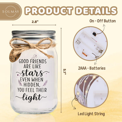 SOLMAY Friendship Gifts for Women, Unique Birthday Gifts for Women, Best Friend High School Graduation Gift, Long Distance Keepsake, Sentimental Mason Star Jar