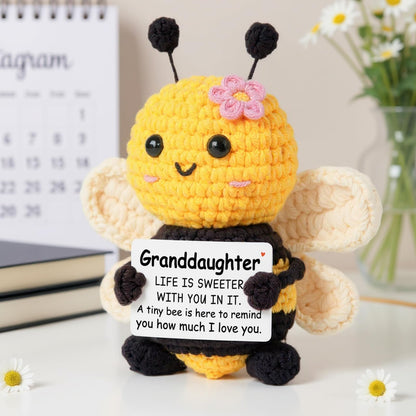 Granddaughter Gifts from Grandma Grandpa, Birthday Gifts for Granddaughter Ideas - Cute Handmade Crochet Bee - Birthday Granddaughters, Emotional Support Animal Gift