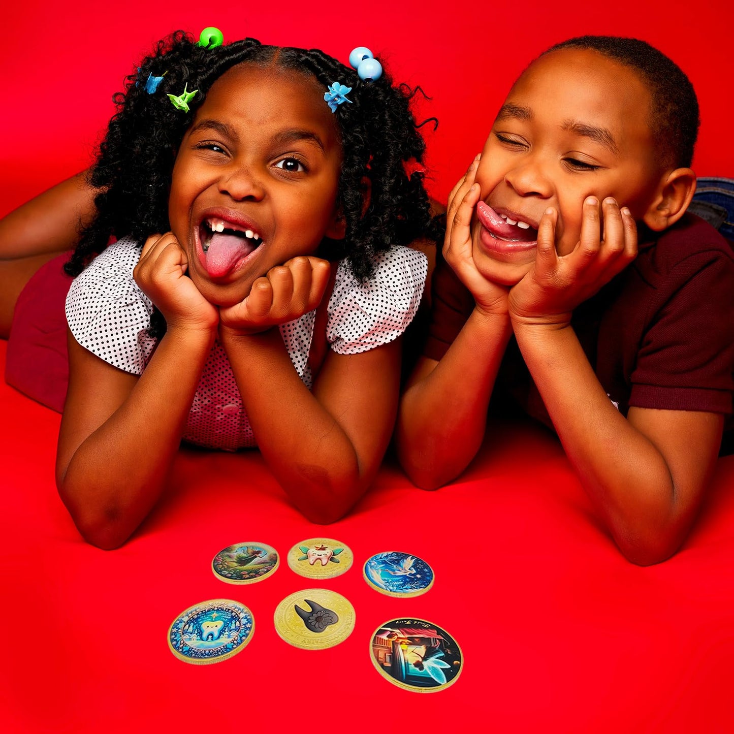 6 Pcs Printed Tooth Fairy Coin, Lucky Coin Gift for Lost Tooth Kids, Children's Teeth Changing Commemorative Gift, Reward Coin Art Collection